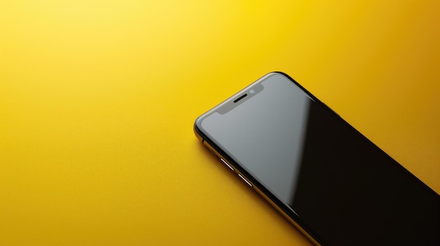 Smartphone sobre un fondo amarillo vibrante