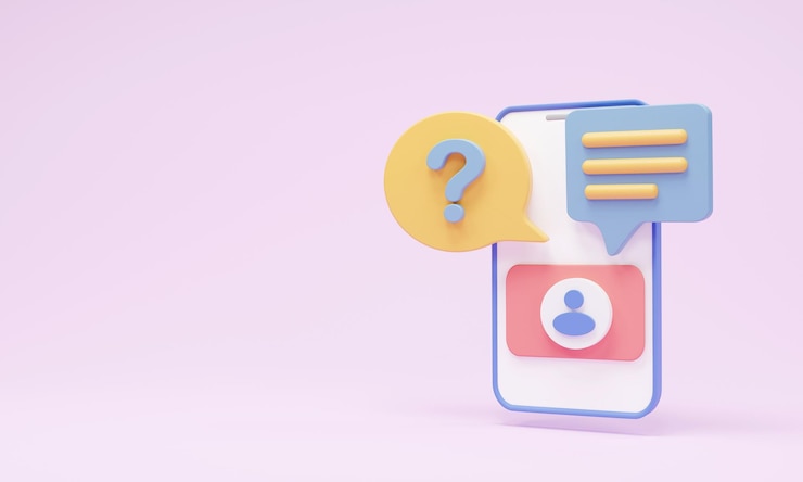 Foto smartphone with question and chat bubbles customer support concept