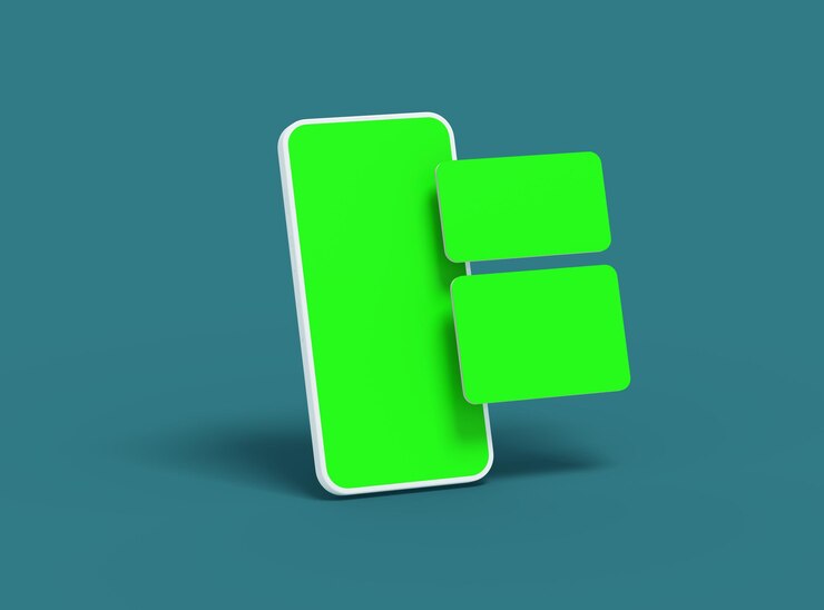 Foto smartphones blancos sin marca con pantallas verdes y ventanas emergentes separadas de renderización 3d