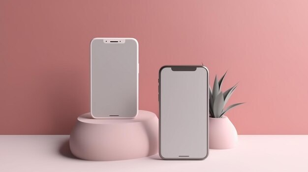 Smartphones minimalistas de maquete de argila moderna para apresentação