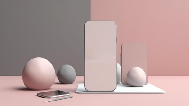 Smartphones minimalistas de maquete de argila moderna para apresentação