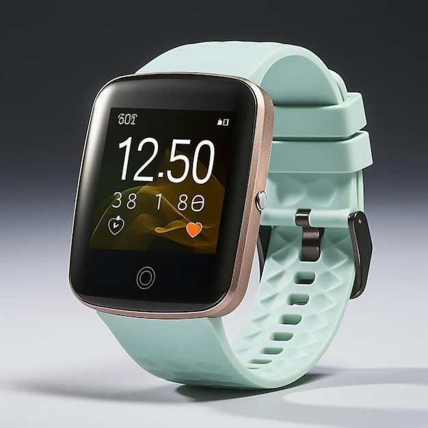 Smartwatch blanco con seguimiento de fitness de fondo dinámico a prueba de agua