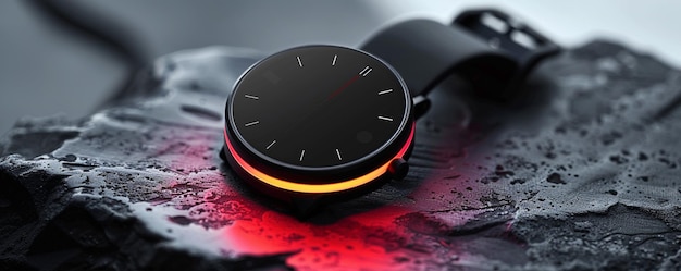 Foto smartwatch minimalista com fundo de tela de néon