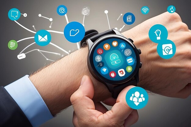 Smartwatch-Navigation erkundet Telefon-SMS-Kontakte und Netzwerk