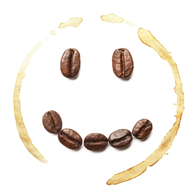 Smile Coffee Beans en las manchas de café