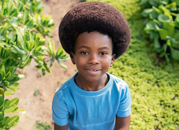 Foto smiley african child im freien generative ki