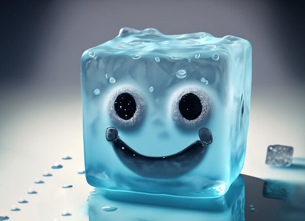 Foto smiley cubo de hielo en el agua día mundial de la sonrisa