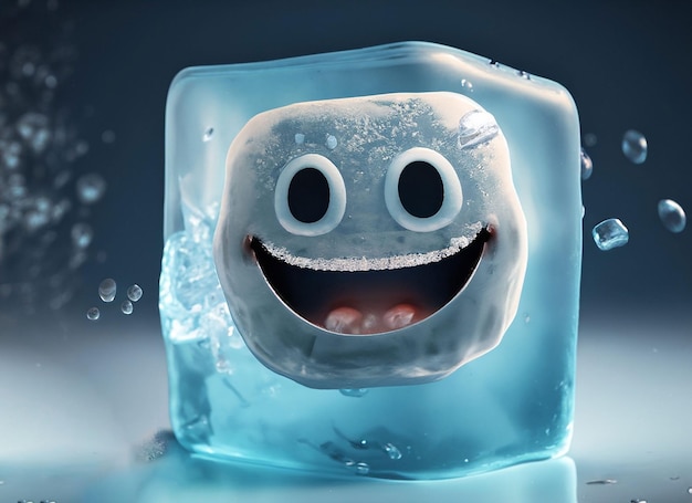 Foto smiley cubo de hielo en el agua día mundial de la sonrisa