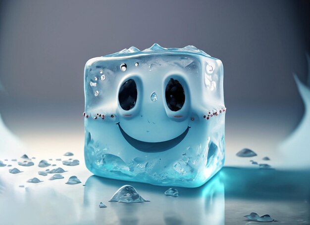 Foto smiley cubo de hielo en el agua día mundial de la sonrisa