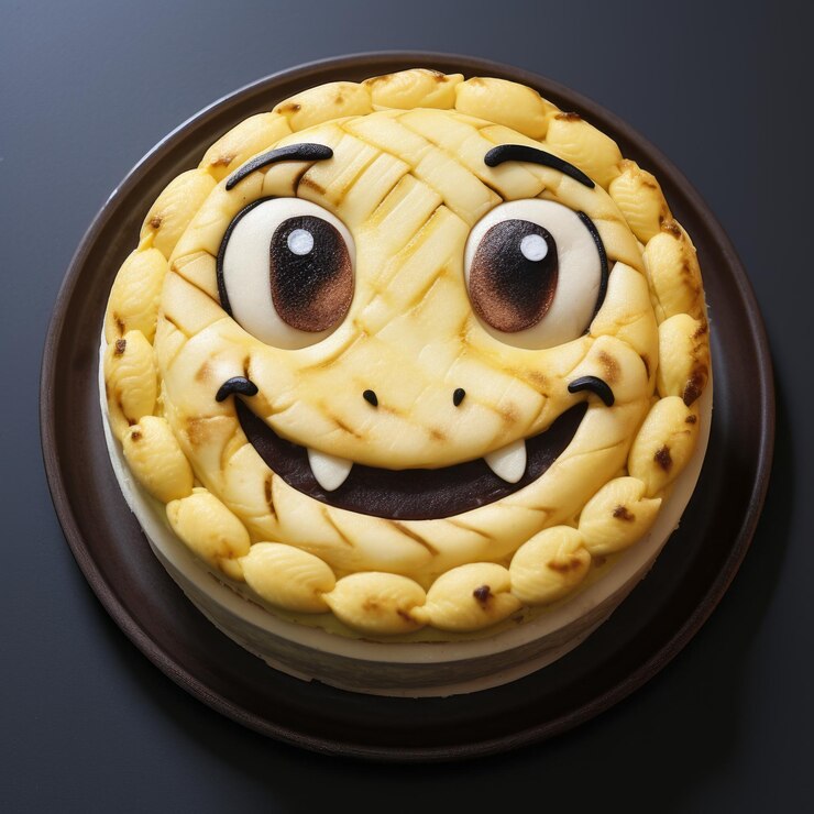 Foto smiley face rice pudding cake uma deliciosa criação de desenho animado em 2d com tema de cobra