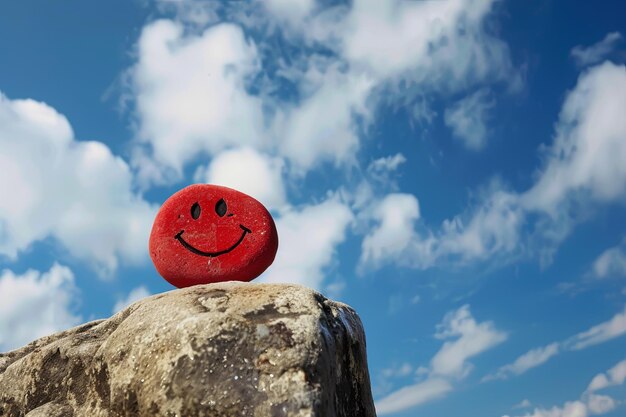 Foto smiley face rock auf dem boden