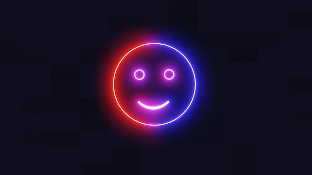 Smiley Happy neón oscuro brillante banner 3D Rendering imagen