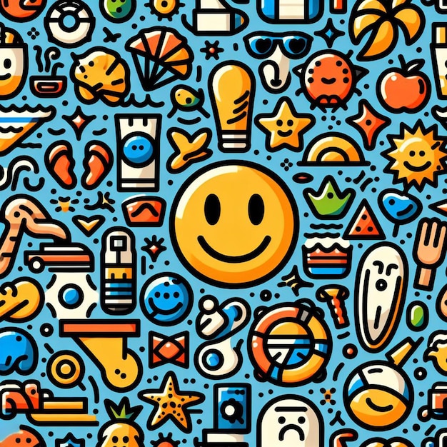 Foto smily emoji emoticon símbolo textura patrón acuarela icono ilustración de imágenes página de pared vectorial