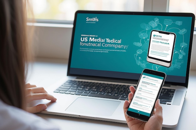 Foto smiths medical inc. tecnología de atención médica en el teléfono inteligente