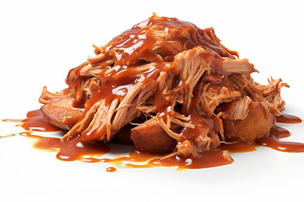 Smokey BBQ Pulled Pork Festa saborosa em fundo branco