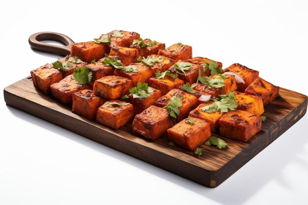 Smoky Tandoori Paneer Tikka En fondo blanco Paneer Tikk la fotografía de la imagen