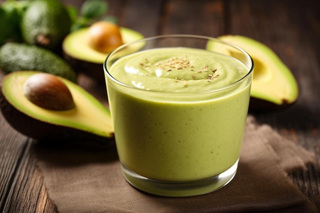 Foto smoothie con aguacate y plátano