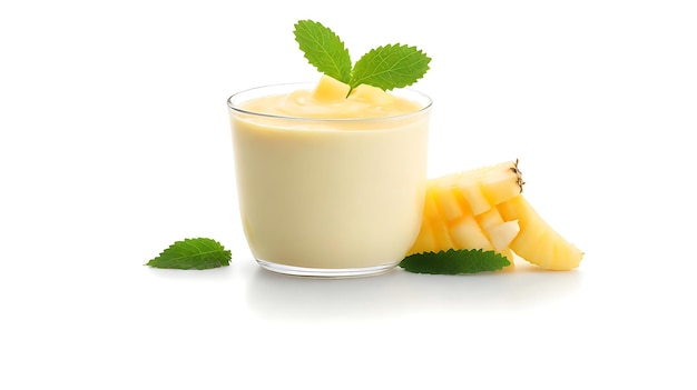 Smoothie-Ananas-Joghurt isoliert auf weißem Hintergrund
