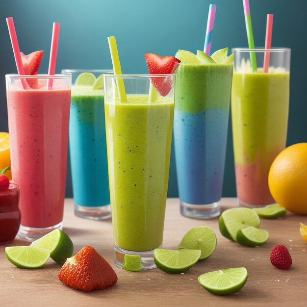 Foto smoothie de bayas con menta, arándano y frambuesa