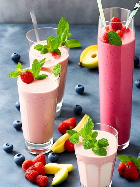 smoothie com uma mistura de frutas exóticas como