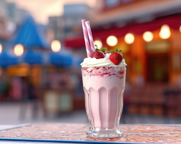 Foto smoothie de bagas com fundo de restaurante