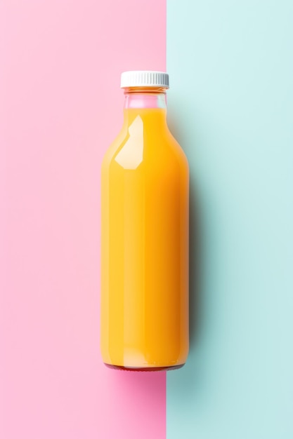 Smoothie de garrafa de suco de laranja em garrafas de vidro Colorido e saudável