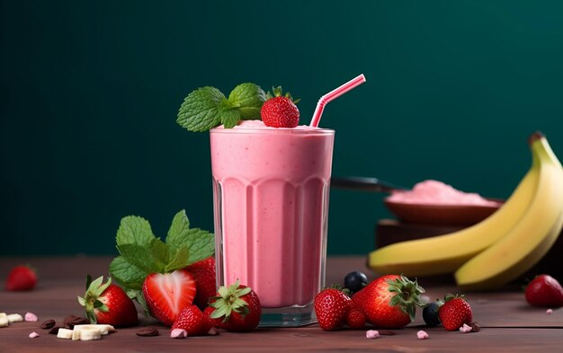 Smoothie de morango generativo Ai