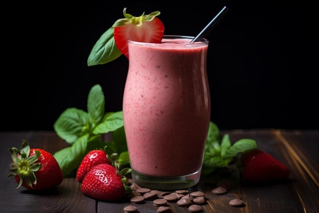 Smoothie de morango vegano com água na boca