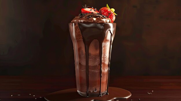 Foto smoothie de fresa de chocolate dulce