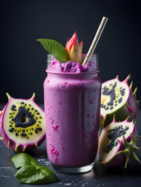 Smoothie con una fruta de frutas exóticas como