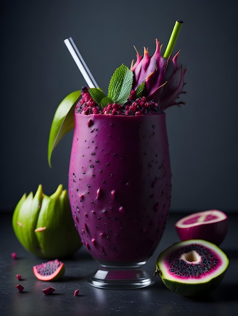 Smoothie con una fruta de frutas exóticas como