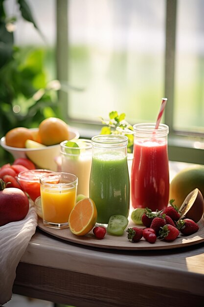 Smoothie de frutas y bayas Alimentos saludables Dieta de desintoxicación Cocktails orgánicos