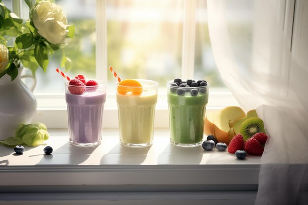 Smoothie de frutas y bayas Alimentos saludables Dieta de desintoxicación Cocktails orgánicos