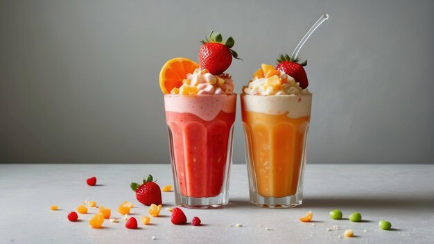 Smoothie de frutas frescas con caramelos de jalea