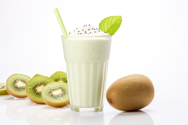 Smoothie de kiwi con crema batida y fruta de kiwi