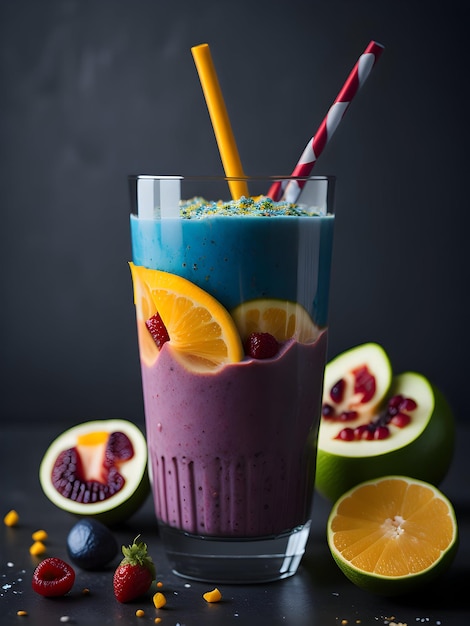 Smoothie mit Obst aus exotischen Früchten wie