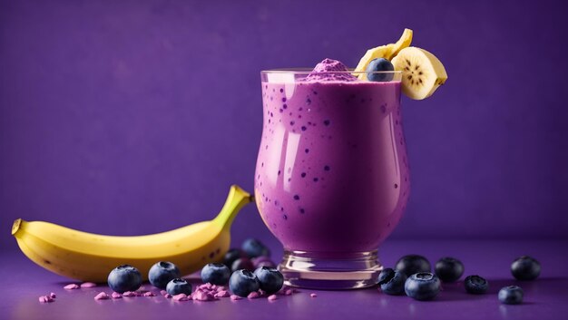 Smoothie de plátano y bayas azules