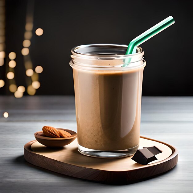 Smoothie de proteínas de mantequilla de almendra y chocolate generado por