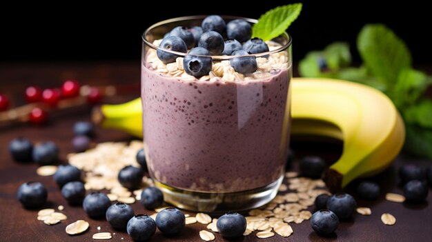 smoothie saudável com mirtilos, banana e cereaisAIGenerative AI