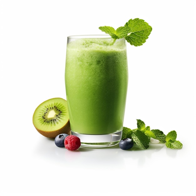 Smoothie verde em fundo branco