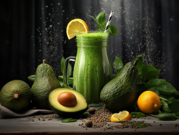 Smoothie verde con espinaca, aguacate y chía para un estilo de vida saludable