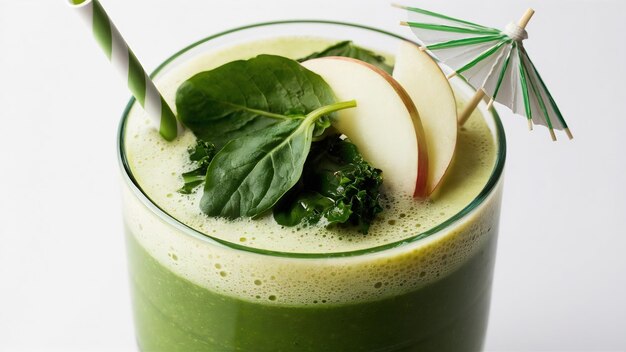 Foto smoothie verde num copo