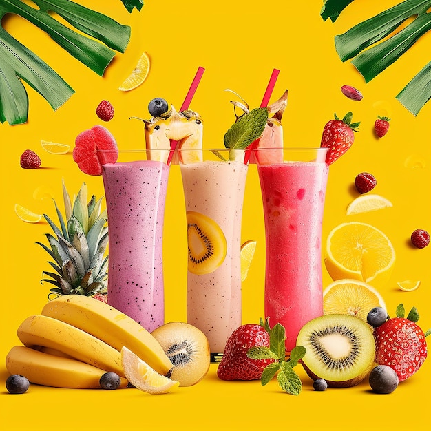 Smoothies de frutas coloridos