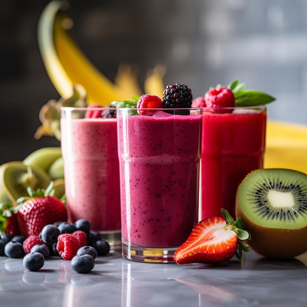 Smoothies de frutas frescas