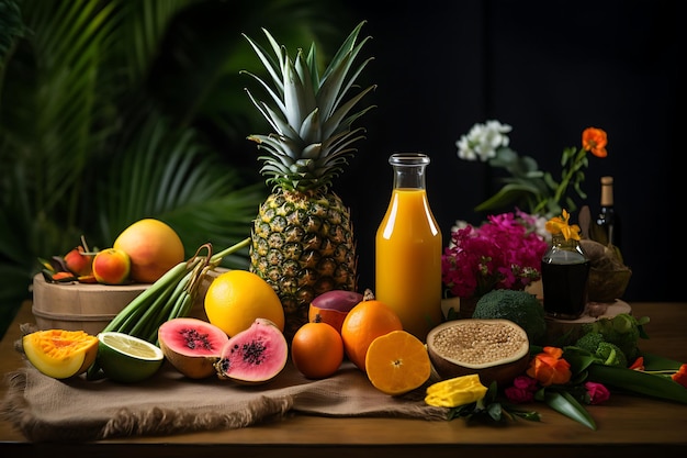 Smoothies de frutas tropicais