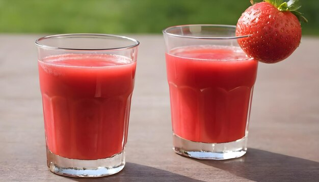 Smoothies de fresa de ángulo alto en vaso