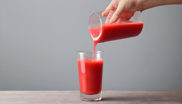 Smoothies de fresa de ángulo alto en vaso