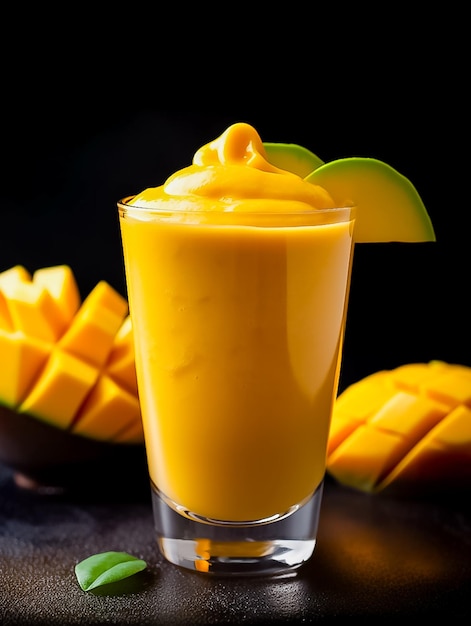 Smoothies Mango em fundo escuro Ai gerado