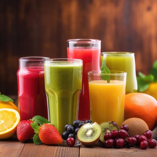 Smoothies saudáveis de frutas e legumes