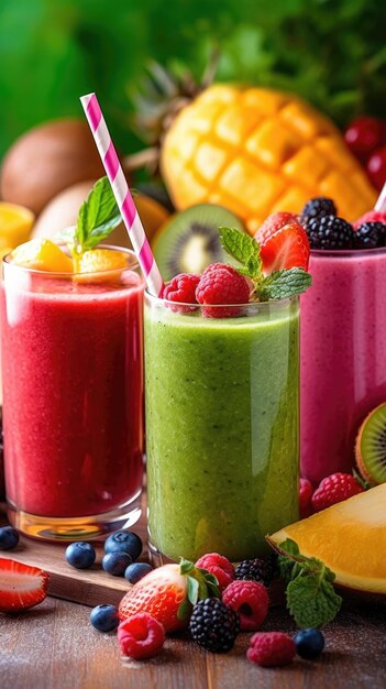 Smoothies saudáveis de frutas e legumes